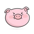 Angry emoticon icon. Emoji pig