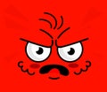 Angry emoticon. Red square angry face expression