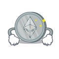 Angry Ethereum coin character cartoon