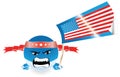 Angry evil American emoticon with US flag