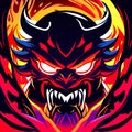 angry evil monster with flame in the hell Royalty Free Stock Photo