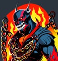 angry evil monster with flame in the hell Royalty Free Stock Photo