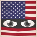 Angry Eyes with American Flag, Military Concept