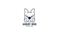 Angry face bulldog line logo design