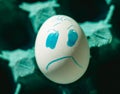 Angry face chicken white egg on a tray Royalty Free Stock Photo