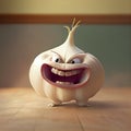Angry face garlic cartoon character