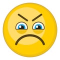 Angry face. Grumpy yellow emoji. Irritation symbol