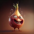 Angry face onion cartoon character