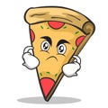 Angry face pizza character cartoon