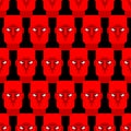 Angry face red pattern seamless. Evil emotion background. Dissatisfied head texture