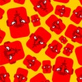 Angry face red pattern seamless. Evil emotion background. Dissatisfied head texture Royalty Free Stock Photo