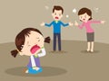Angry family quarreling with crying girl