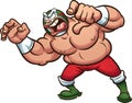 Angry fat cartoon Mexican wrestler