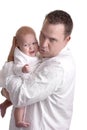 Angry father with crying baby Royalty Free Stock Photo