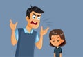 Angry Father Screaming at his Daughter Vector Illustration Royalty Free Stock Photo