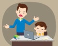 Angry father And Son Using Laptop At Home Royalty Free Stock Photo