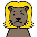 angry female lion cartoon on white background Royalty Free Stock Photo