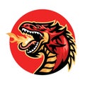 Angry fire breathing of dragon mascot Royalty Free Stock Photo