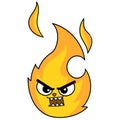 Angry fire emoticon burning, doodle kawaii. doodle icon image