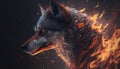 Angry fire wolf 3d art Royalty Free Stock Photo