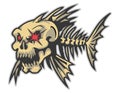 angry fish bones cartoon mascot in illustration