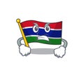 Angry flag gambia fluttering on cartoon pole