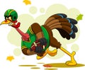 Angry Football Turkey Bird Cartoon Character Running In Thanksgiving Super Bowl