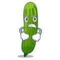 Angry fresh cucumber isolated in the cartoon