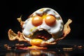 Angry fried egg humorous visual delight Royalty Free Stock Photo