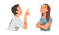 Angry Frowning Man and Woman Character Expressing Distaste and Antipathy for Someone Vector Set Royalty Free Stock Photo