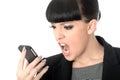 Angry Frustrated Annoyed Woman Shouting Into Cell Phone Royalty Free Stock Photo