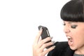Angry Frustrated Annoyed Woman Shouting Into Cell Phone Royalty Free Stock Photo