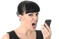 Angry Frustrated Annoyed Woman Shouting Into Cell Phone Royalty Free Stock Photo