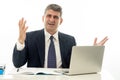 Angry and frustrated businessman with laptop shouting and worrying Royalty Free Stock Photo