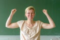 Angry frustrated school teacher throwing a tantrum