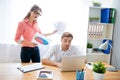 Angry frustrated woman screaming at her partner for bad work Royalty Free Stock Photo