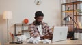 Angry furious man working at home office with crumpled paper, having nervous breakdown at work Royalty Free Stock Photo