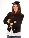 Angry girl with officer uniform Royalty Free Stock Photo
