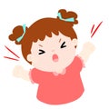 Angry girl shout loudly on white background illustration Royalty Free Stock Photo