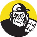 Angry Gorilla Head Baseball Cap Circle Retro