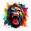 Angry gorilla head on a clean background, Png for Sublimation Printing, Wild Animals, Illustration, Generative AI Royalty Free Stock Photo