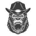 Angry gorilla in monochrome style