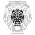 angry gorrila illustration in white and black colour Royalty Free Stock Photo