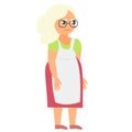 Angry grandmother in apron. Royalty Free Stock Photo