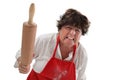 Angry grandmother with rolling pin Royalty Free Stock Photo