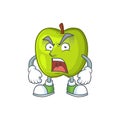 Angry granny smith green apple cartoon mascot