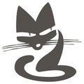 Angry gray cat. Graphic image for logo