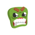 Angry Green Emoji Cartoon Square Funny Emotional Face Vector Colorful Isolated Sticker