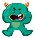 Angry green monster vector illustration Royalty Free Stock Photo
