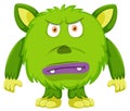 Angry green Monster white background